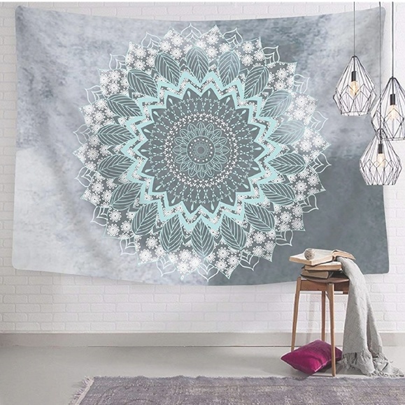 Psychedelic Tapestry Mandala Wall Hanging Art TEAL - Picture 4 of 7